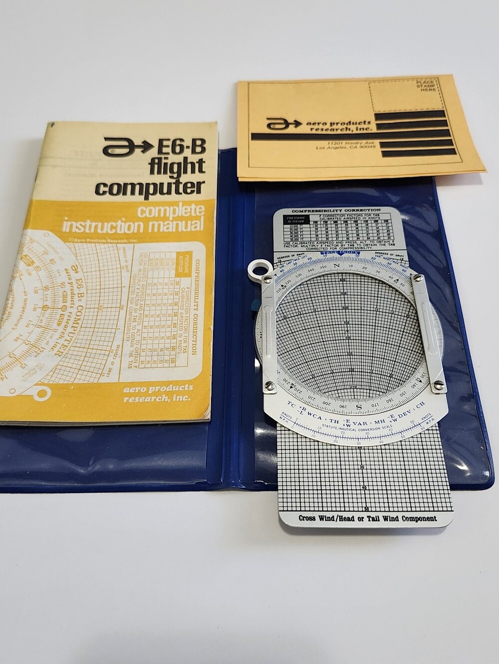 Vintage E6-B FLIGHT COMPUTER w/ Complete Instruction Manual Plastic Sleeve Case
